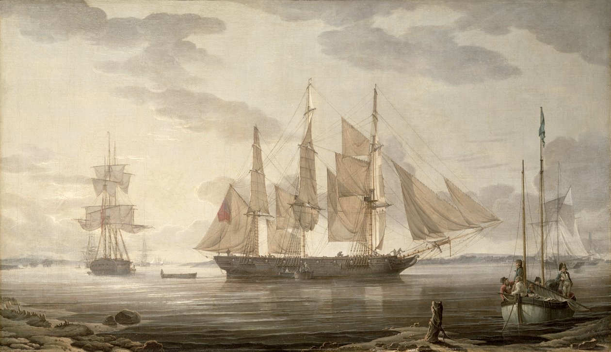 Fartyg i hamn, 1805 av Robert Salmon