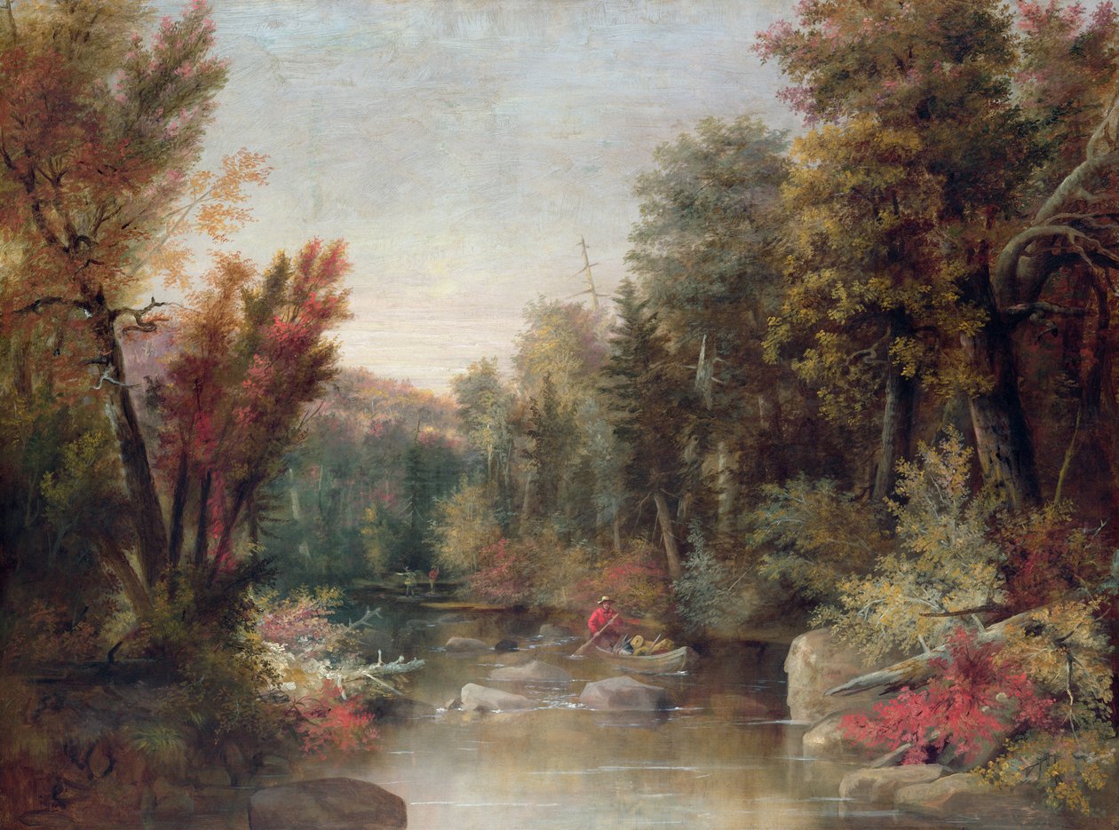 Fall Fisherman (olja på duk) av Robert Seldon Duncanson