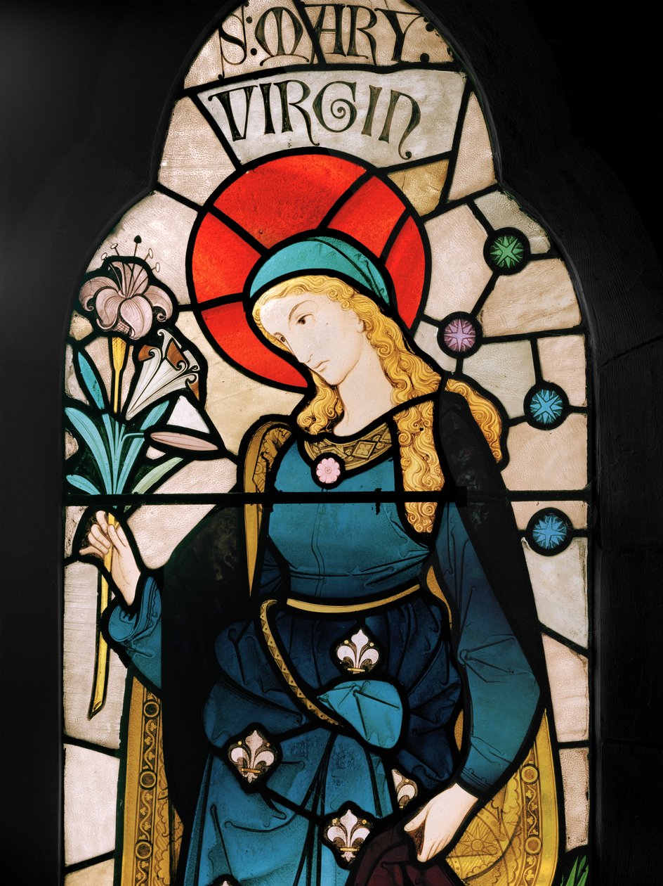 Jungfru Maria, 1864 (målat glas) av Robert Turnill Bayne