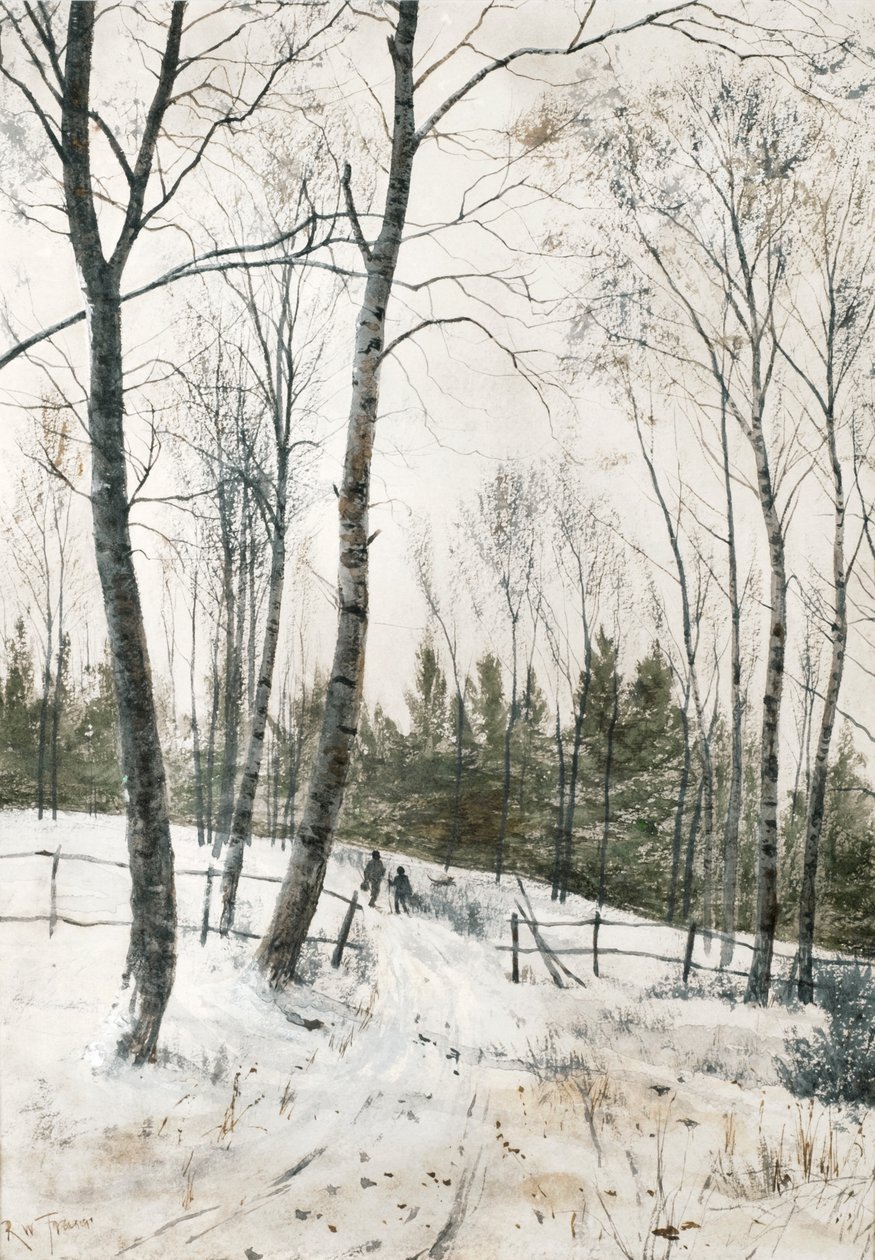 Två figurer i en vinterskog av Robert Winchester Fraser