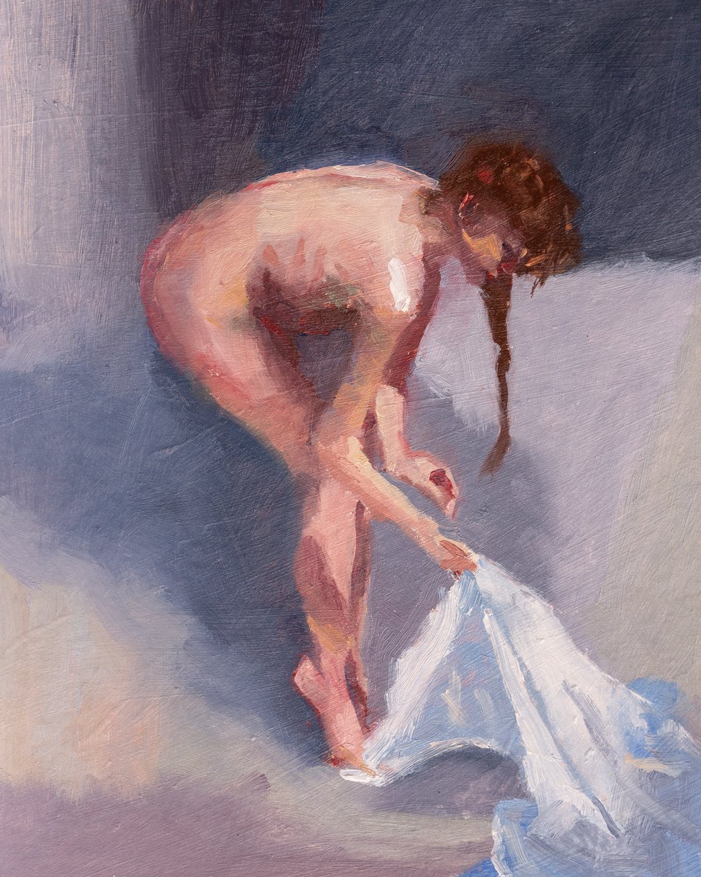 Fresh Laundry, 2023 (olja på papper) av Roberta Murray