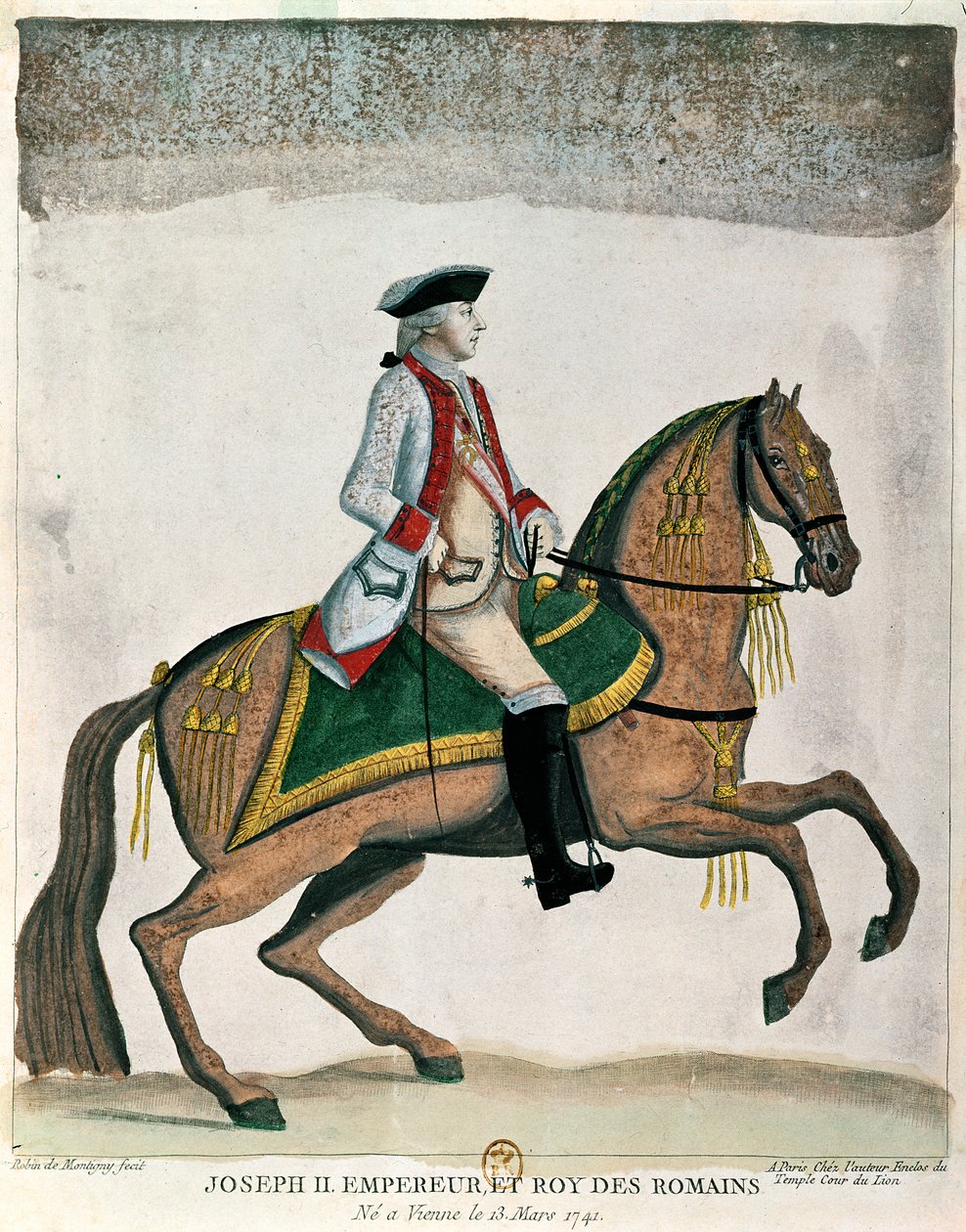Ryttarporträtt av kejsar Josef II (1741-90) c.1785 (färgstick) av Robin de Montigny