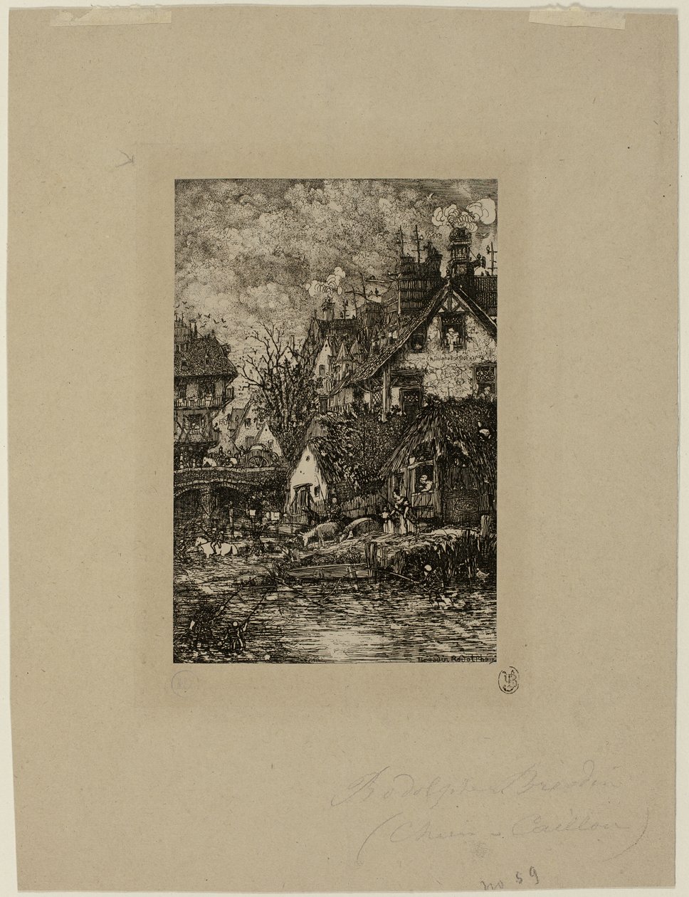Entering a Village, från Revue Fantaisiste av Rodolphe Bresdin