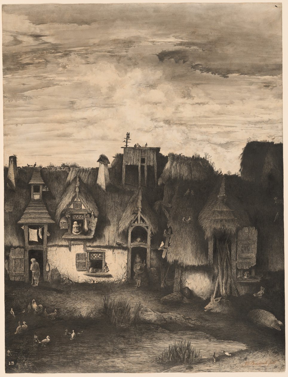 Fantasy bondgård av Rodolphe Bresdin
