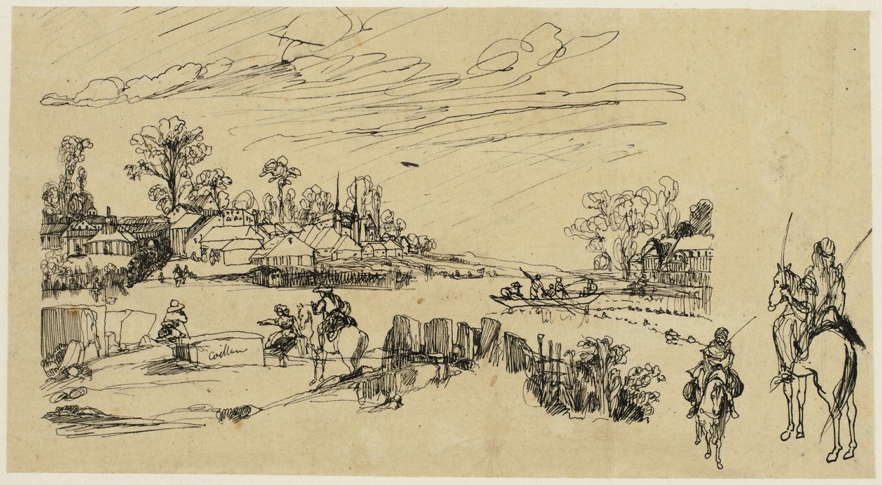 Ryttare och fiskare av Rodolphe Bresdin