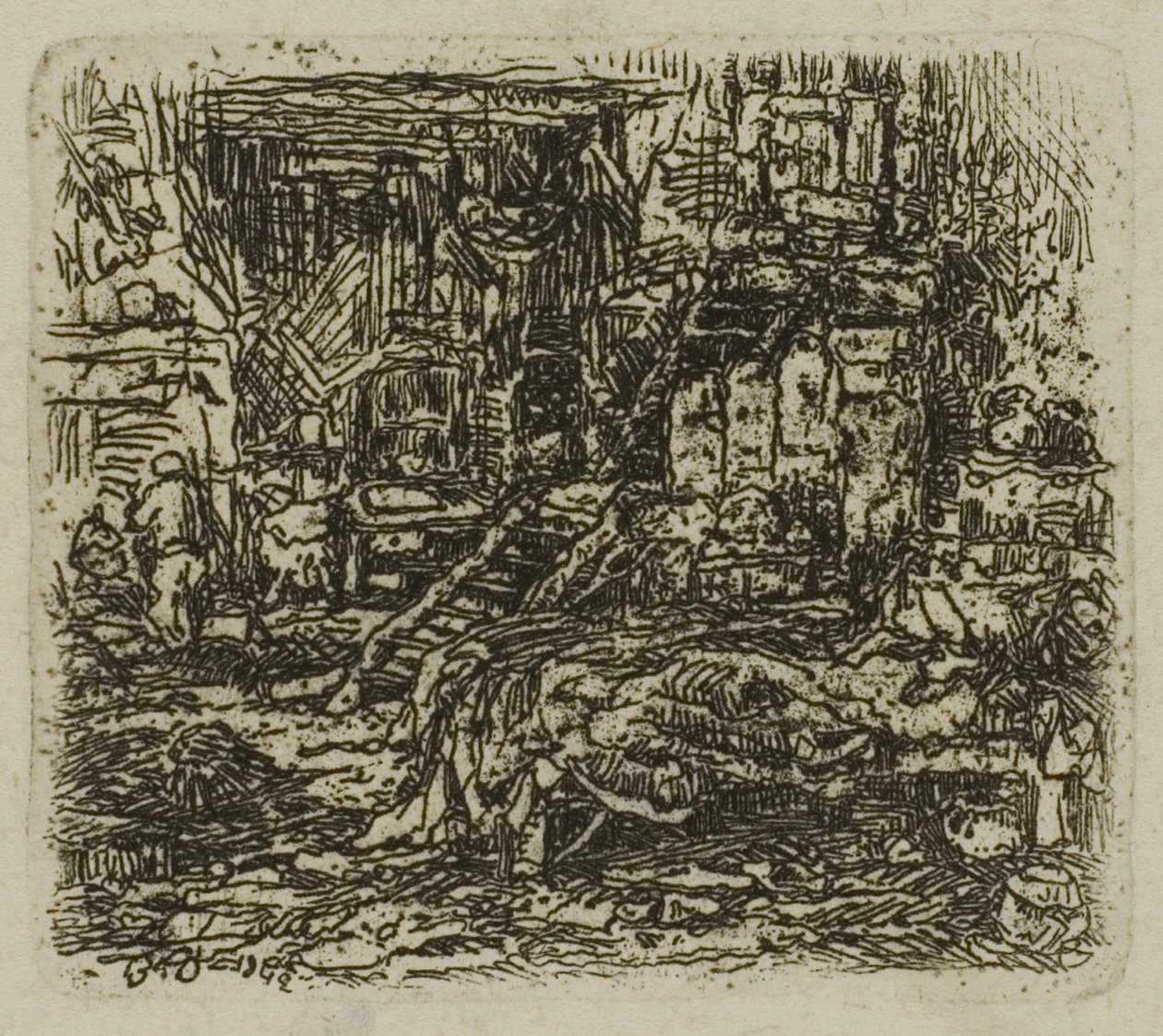 Interiör av en bondgård av Rodolphe Bresdin