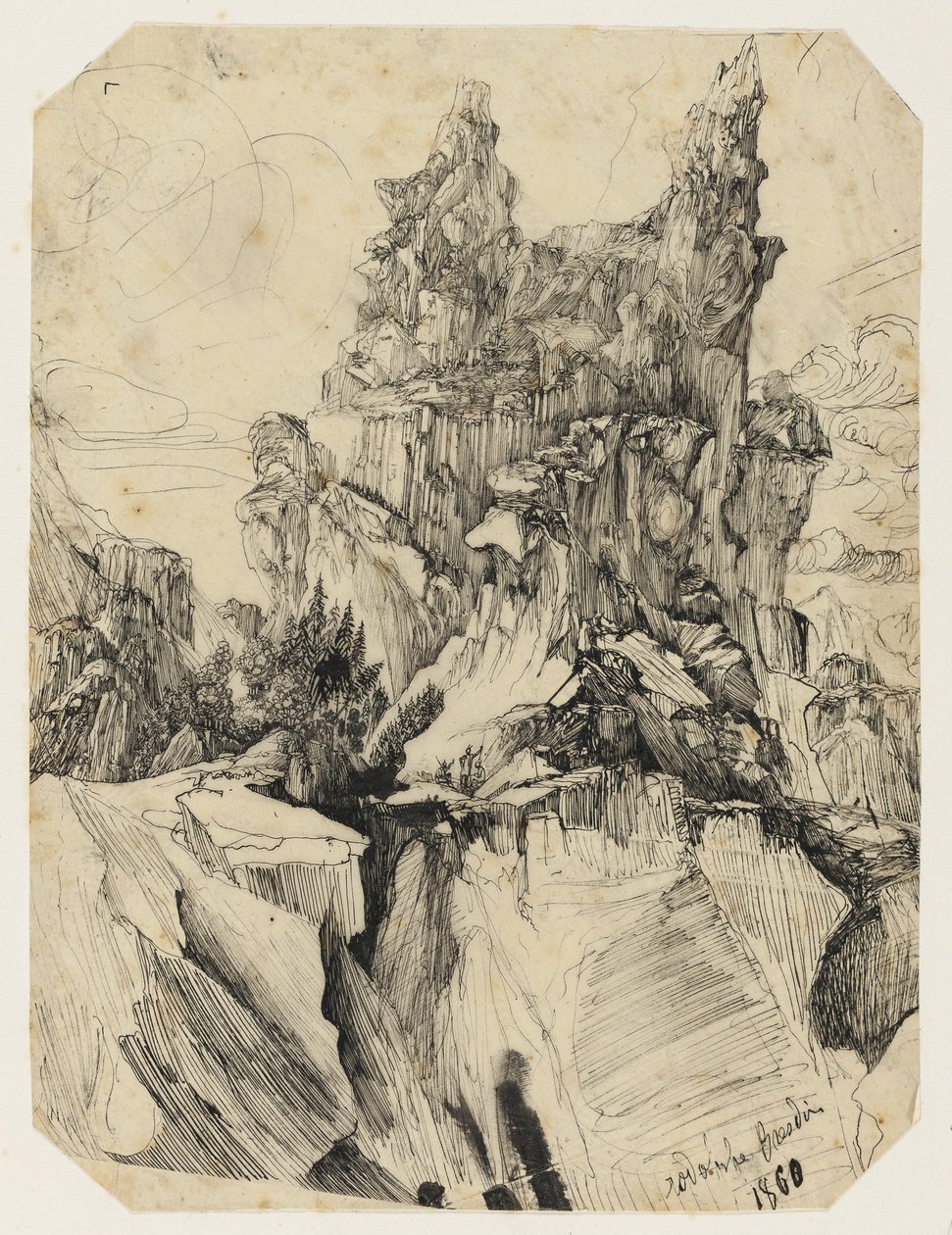 The Crevasse, 1860 av Rodolphe Bresdin