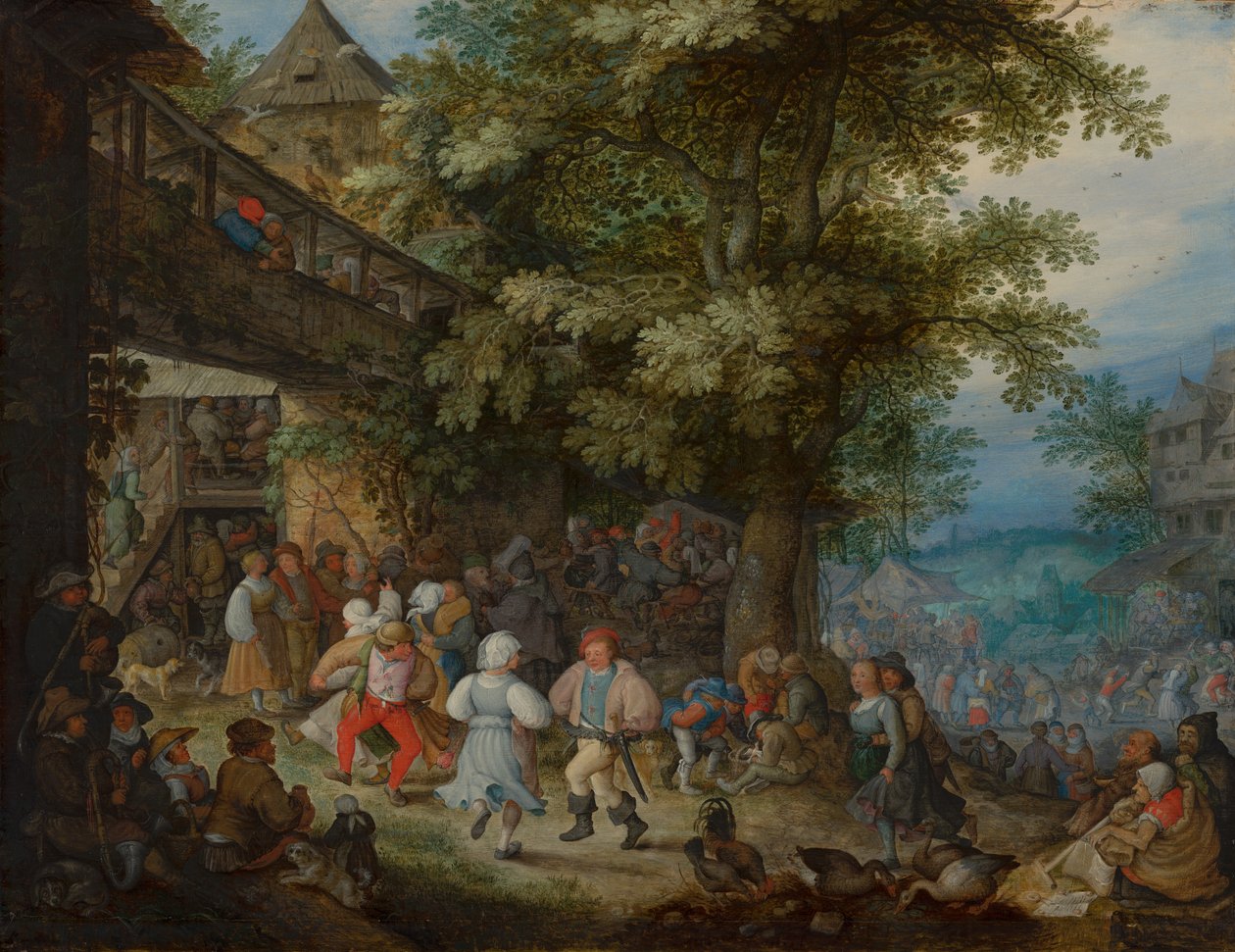 Bönder som dansar utanför ett bohemiskt värdshus, ca 1610 av Roelandt Jacobsz. Savery