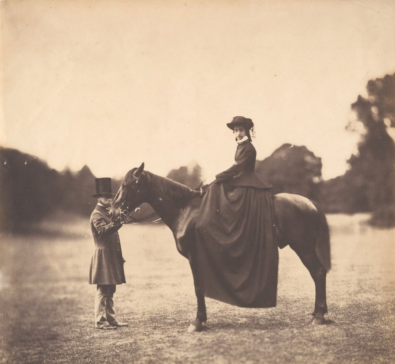 Dam till häst, 1850-talet. av Roger Fenton
