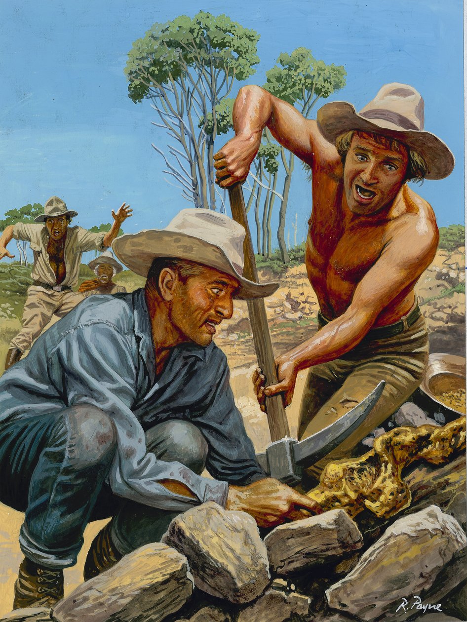 Gold Prospectors (gouache på papper) av Roger Payne
