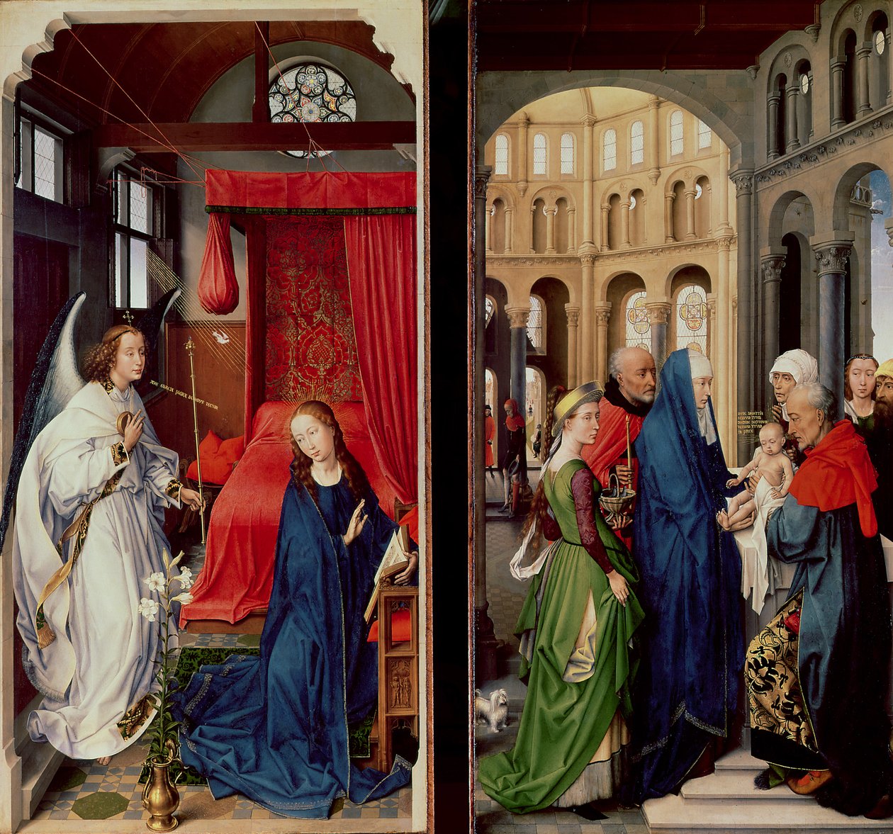 Bebådelsen och presentationen i templet av Rogier van der Weyden