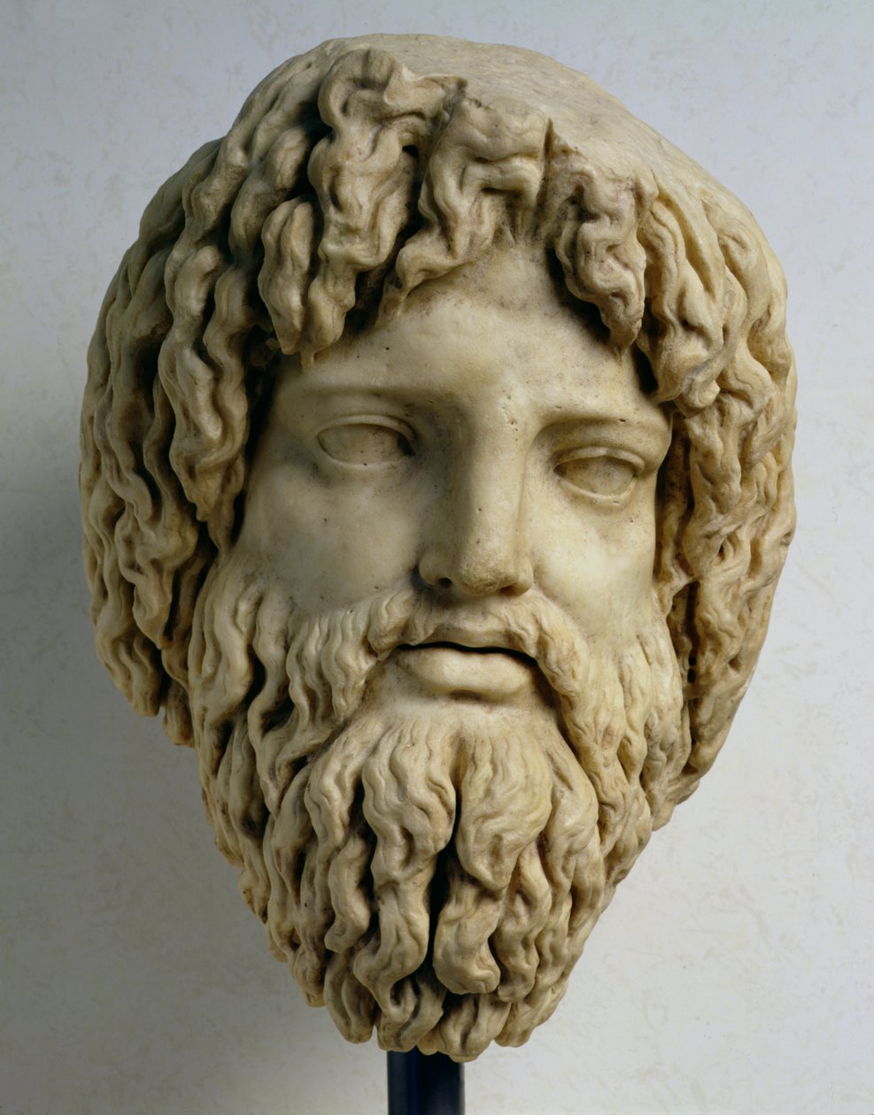 Skäggigt huvud som representerar Jupiter (marmor) av Roman