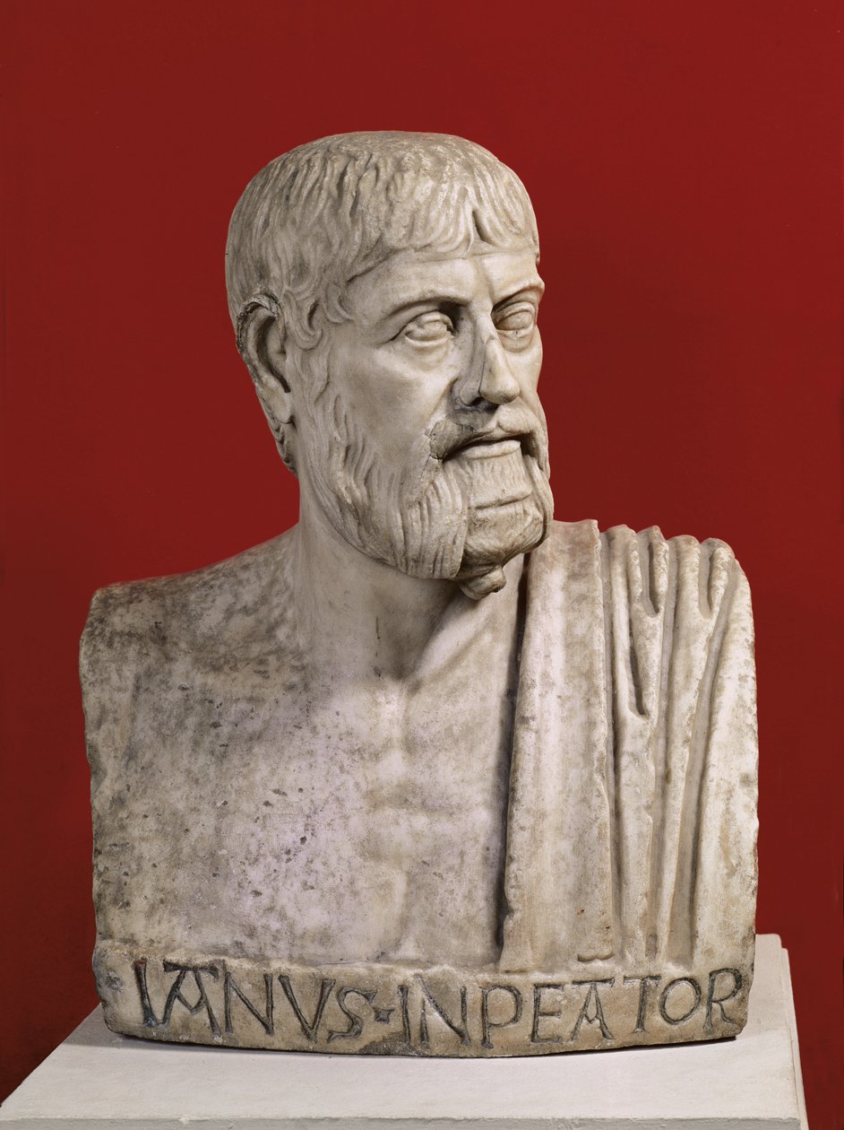 Byst som antas vara Flavius Claudius Julianus (331-363), känd som Julian den apostaten (marmor) av Roman
