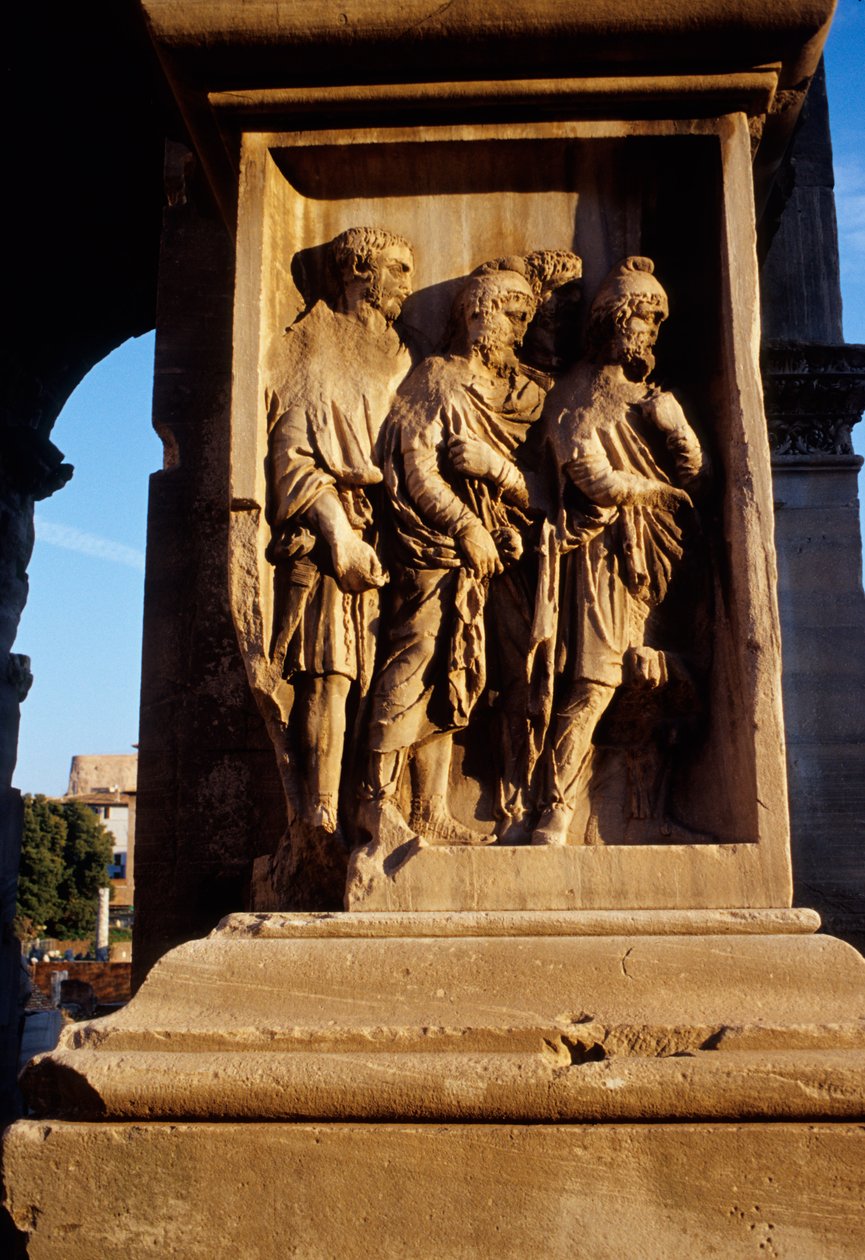 Fångar från kolonnbasen av Septimius Severus triumfbåge, invigd 203 e.Kr. (marmor) av Roman