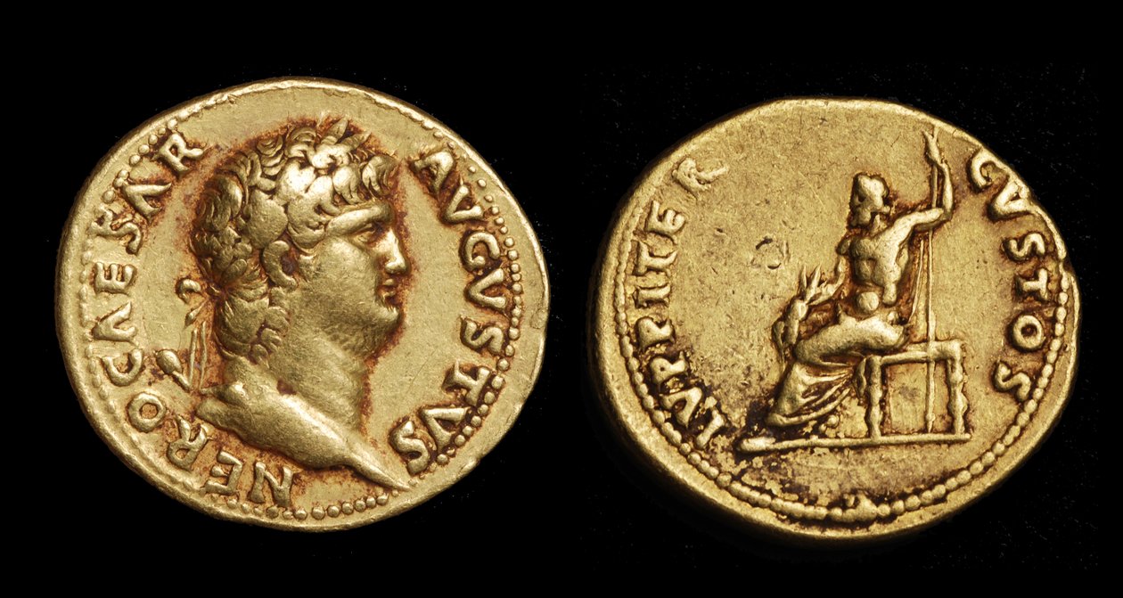 Kejsar Neros mynt (metall) av Roman