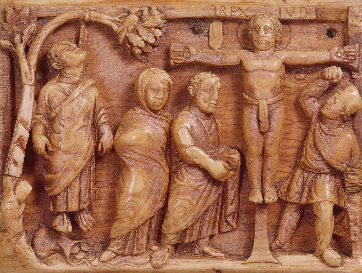 Korsfästelse, ristning, c.400-20 e.Kr av Roman