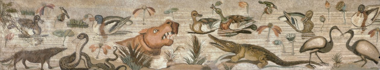 Nilscen, från Casa del Fauno (Faunens hus) Pompeji (mosaik) av Roman