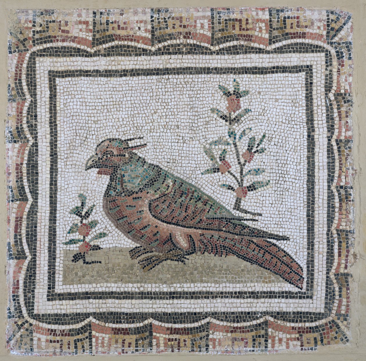 Trottoar med en fasan (mosaik) av Roman
