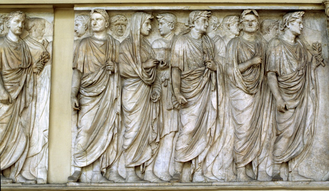 Procession, norra väggen i Ara Pacis (marmor) av Roman