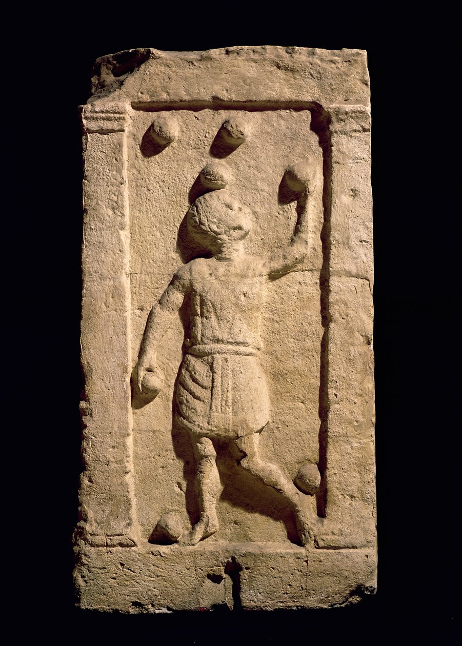 Relief föreställande en jonglör från stelan av Settimia Spica av Roman