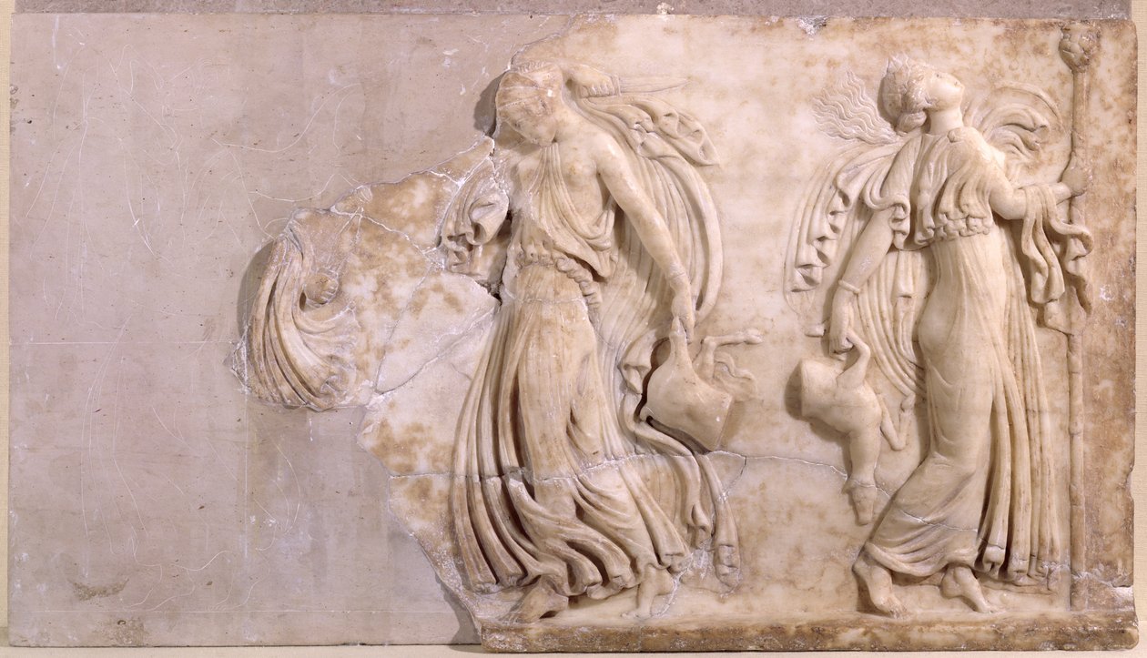Relief som visar menader som dansar, från Tunisien (marmor) av Roman