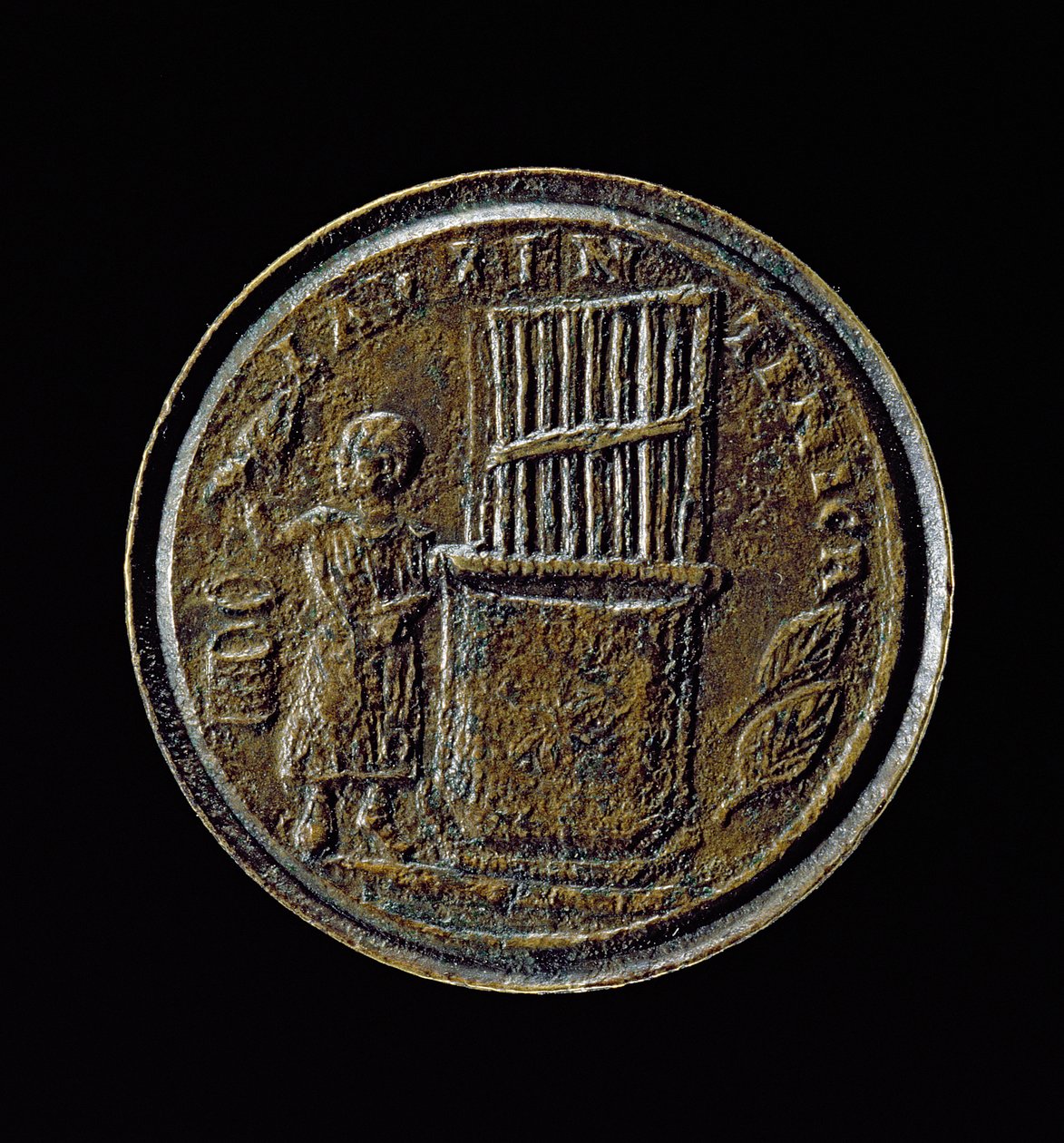 Romerskt mynt föreställande en orgel (brons) av Roman
