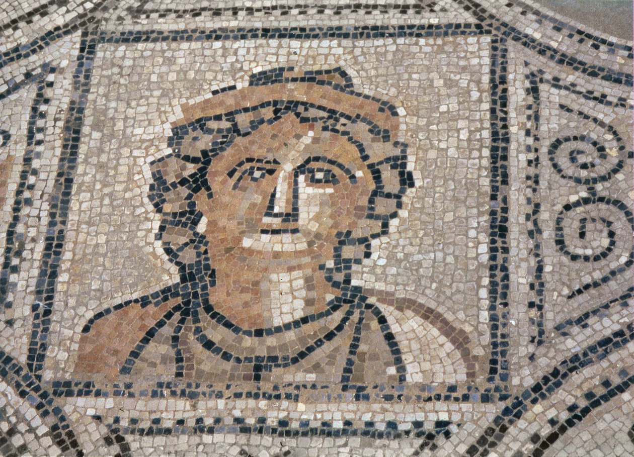 Romersk kvinna, från golvet i ett hus (mosaik) av Roman