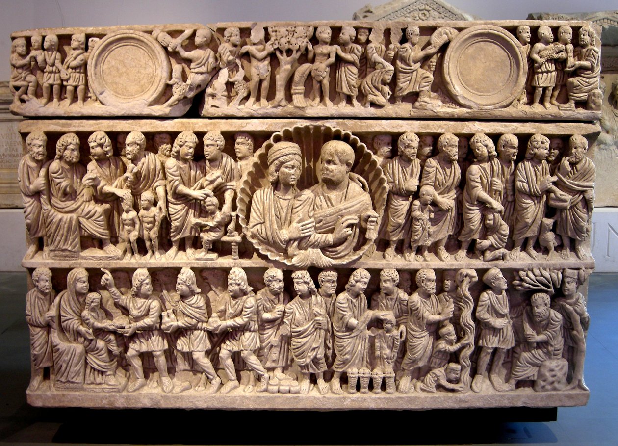 Sarkofag om Kristi mirakel, ca 375 (marmor) av Roman
