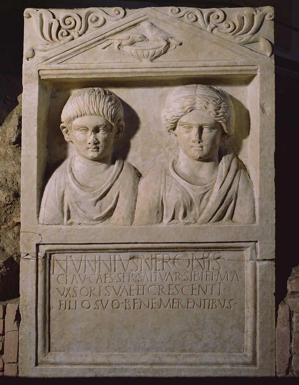 Stele gjord som en liten aedicule Autoparco VI, Necropolis of the "Via Triumphalis", Vatikan Necropolis (marmor) av Roman