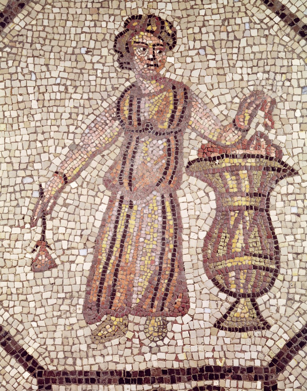 Ung flicka med blommor (mosaik) av Roman