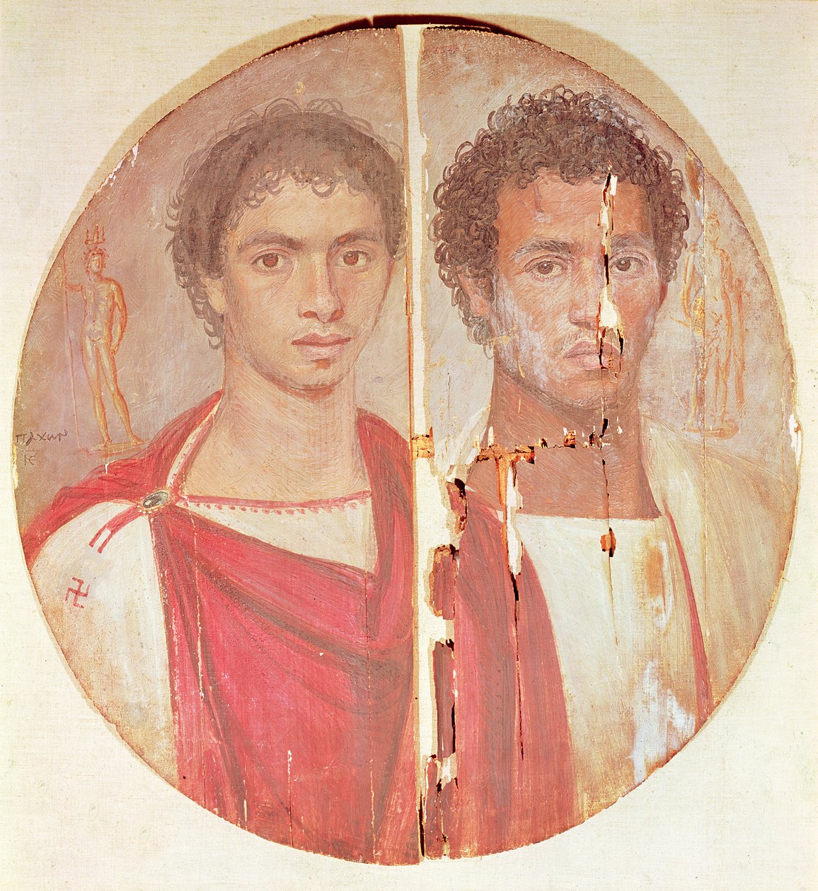 Porträtt av två bröder (enkaustisk målning på trä) av Roman Period Egyptian