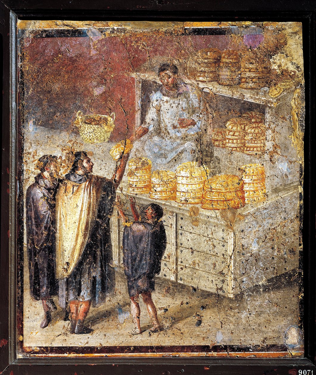 Forntida romersk fresk med donation av bröd av Roman