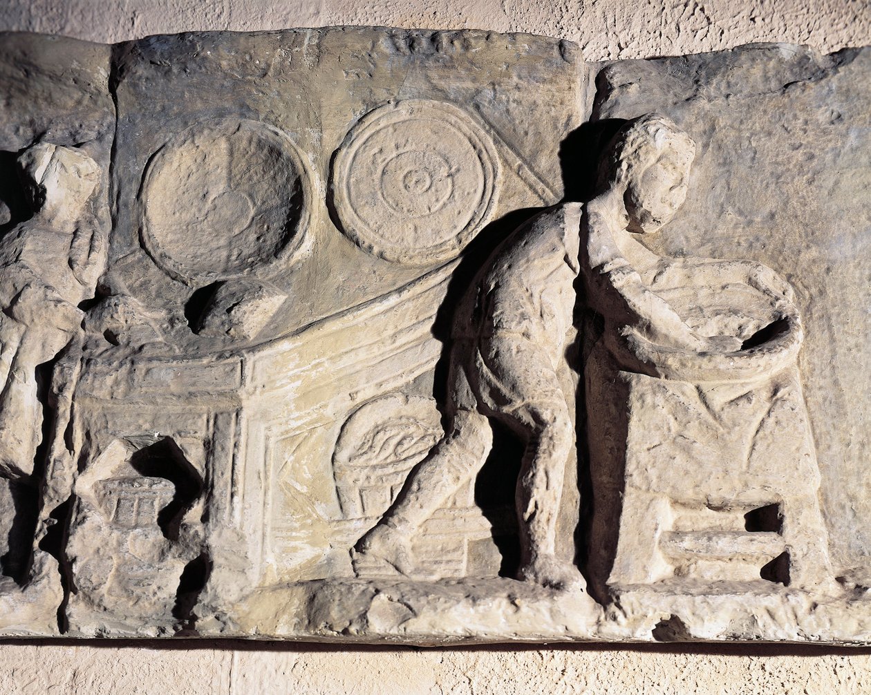 Basrelief föreställande brödtillverkning, romersk, 2:a-3:e århundradet e.Kr av Roman
