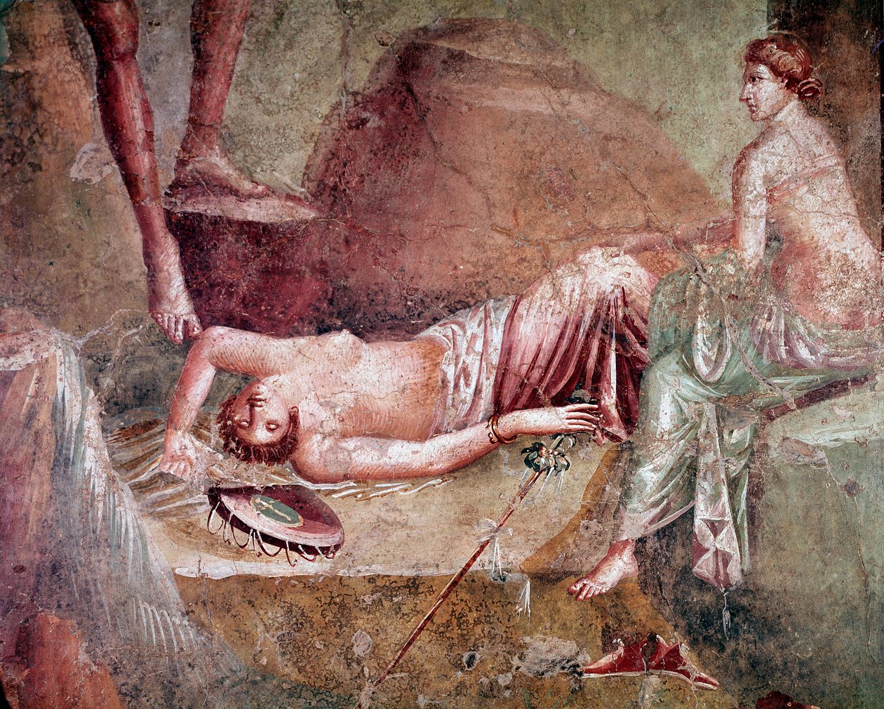 Berusad sovande maenad (fresk av Roman
