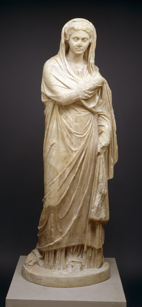 Figur av en kvinna, A.D. 2: a århundradet (marmor) av Roman