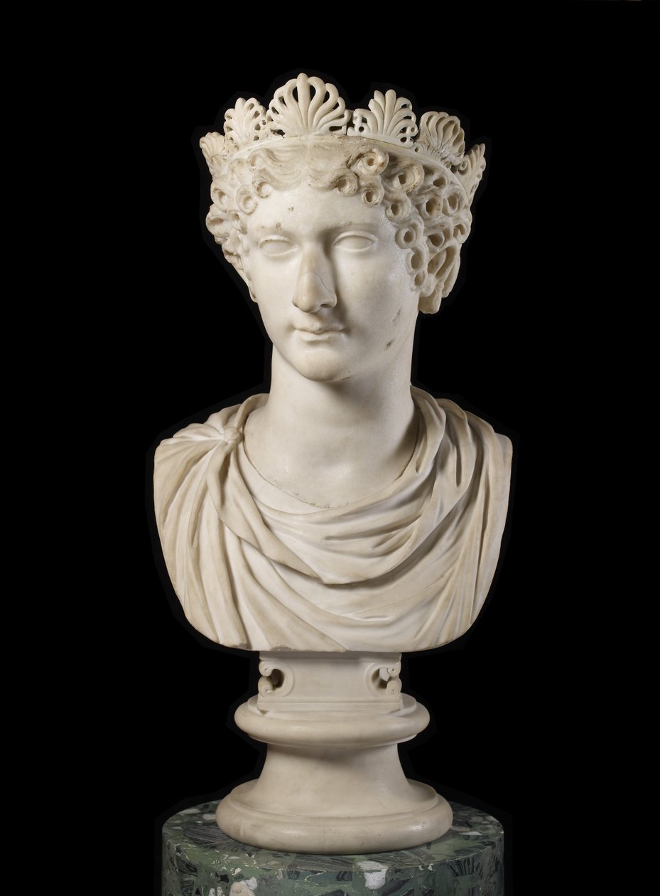 Chef för Agrippina Minor med diadem (marmor) av Roman