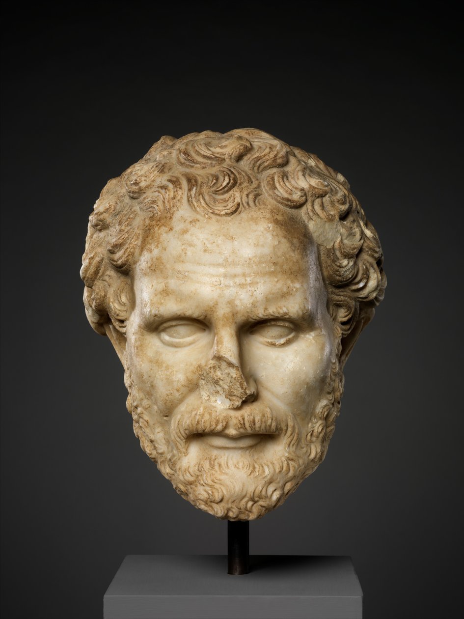 Marmorhuvud av Demosthenes, 2:a århundradet e.Kr. (marmor) av Roman