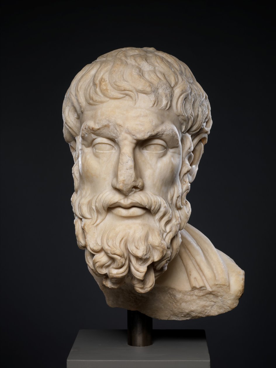 Marmorhuvud av Epikouros, 2:a århundradet e.Kr. (marmor) av Roman