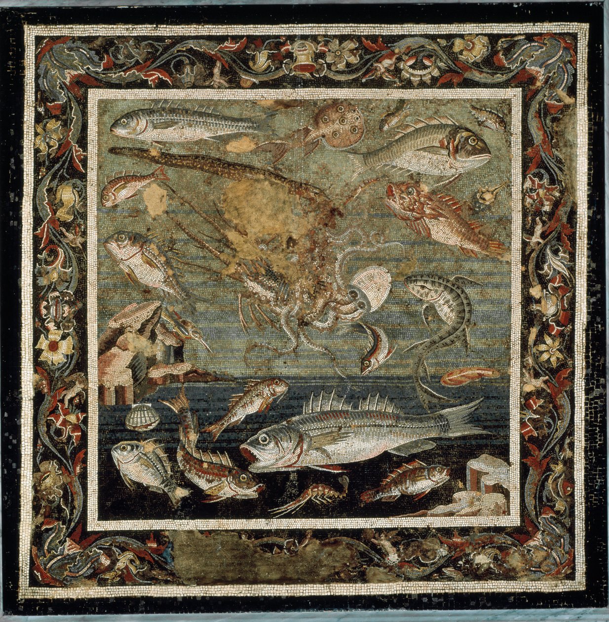 Marint liv (mosaik av Roman