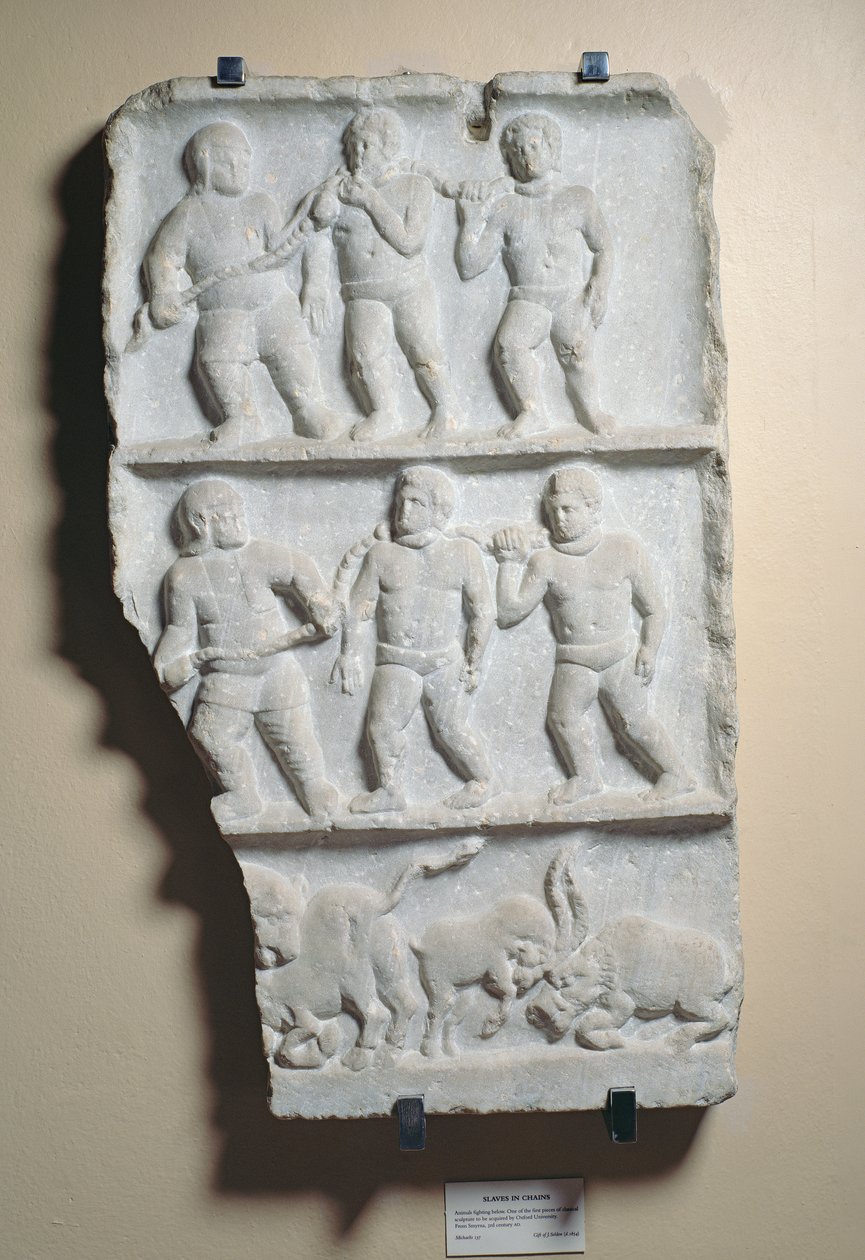 Män i kedjor, relief hittades vid Smyrna (marmor) av Roman
