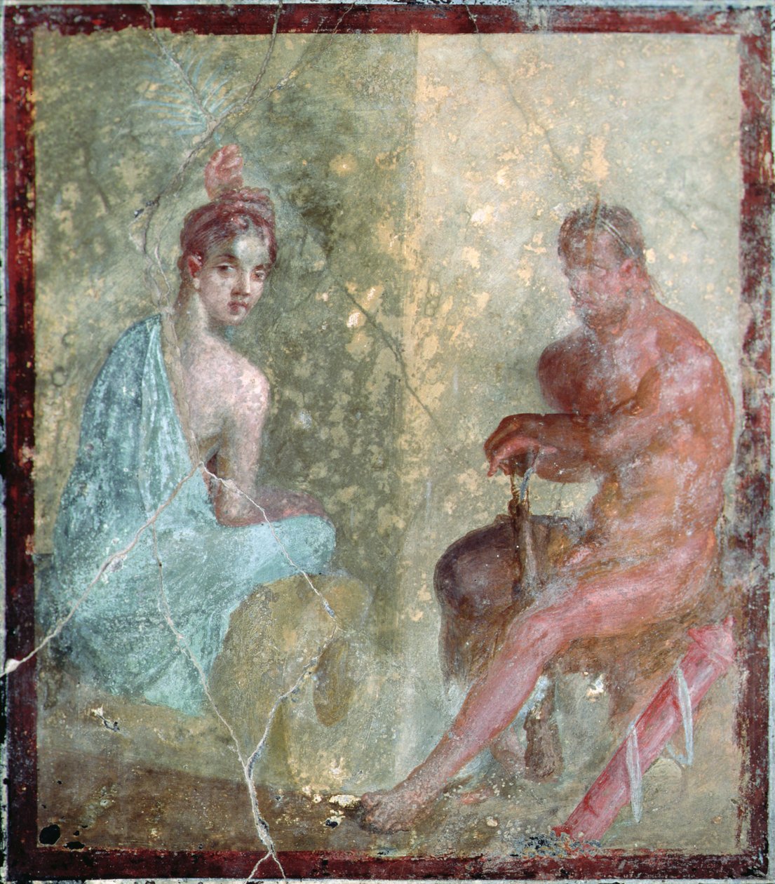 Sittande par, Pompei, Italien (fresk) av Roman