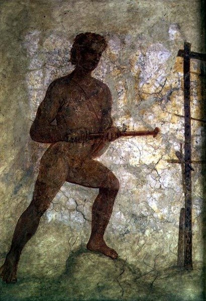 Naken mansfigur (väggmålning) av Roman Roman
