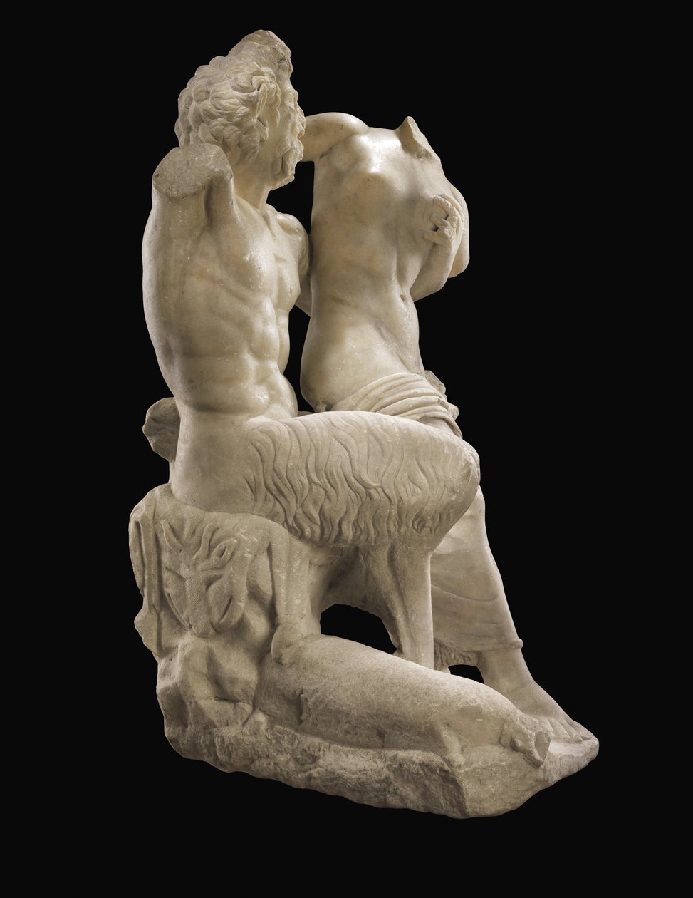 Pan och Hermafrodit, ca 1:a århundradet e.Kr. (marmor) av Roman Roman