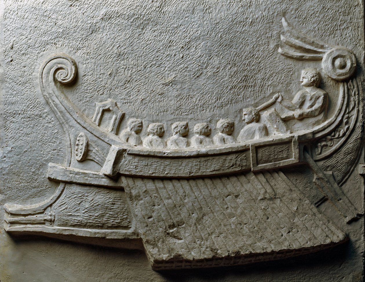 Trireme som bär beväpnade soldater (låg relief) av Roman Roman