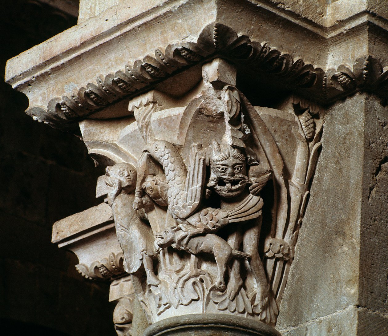 Bortförandet av Ganymedes (huggen huvudstad) av Romanesque
