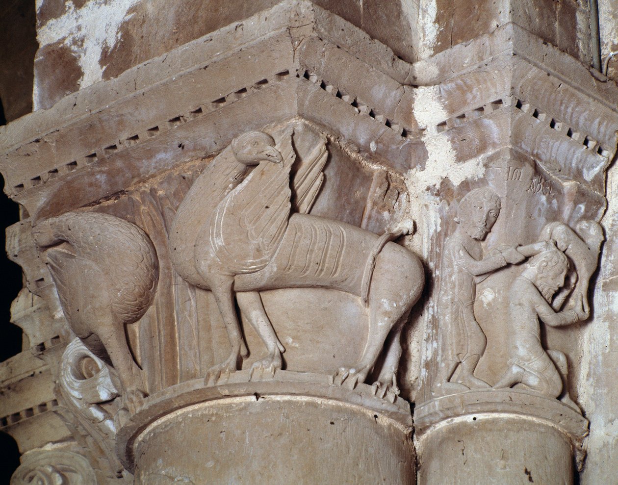 Kain dödar Abel (snidad huvudstad i tvärskeppet) av Romanesque
