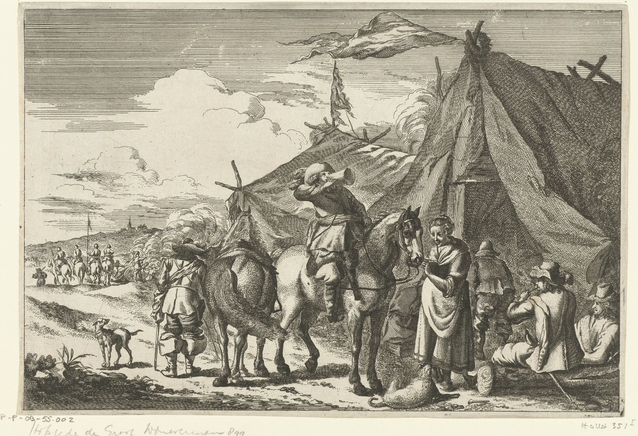 Ryttare vilar vid tält av Romeyn de Hooghe (rejected attribution)
