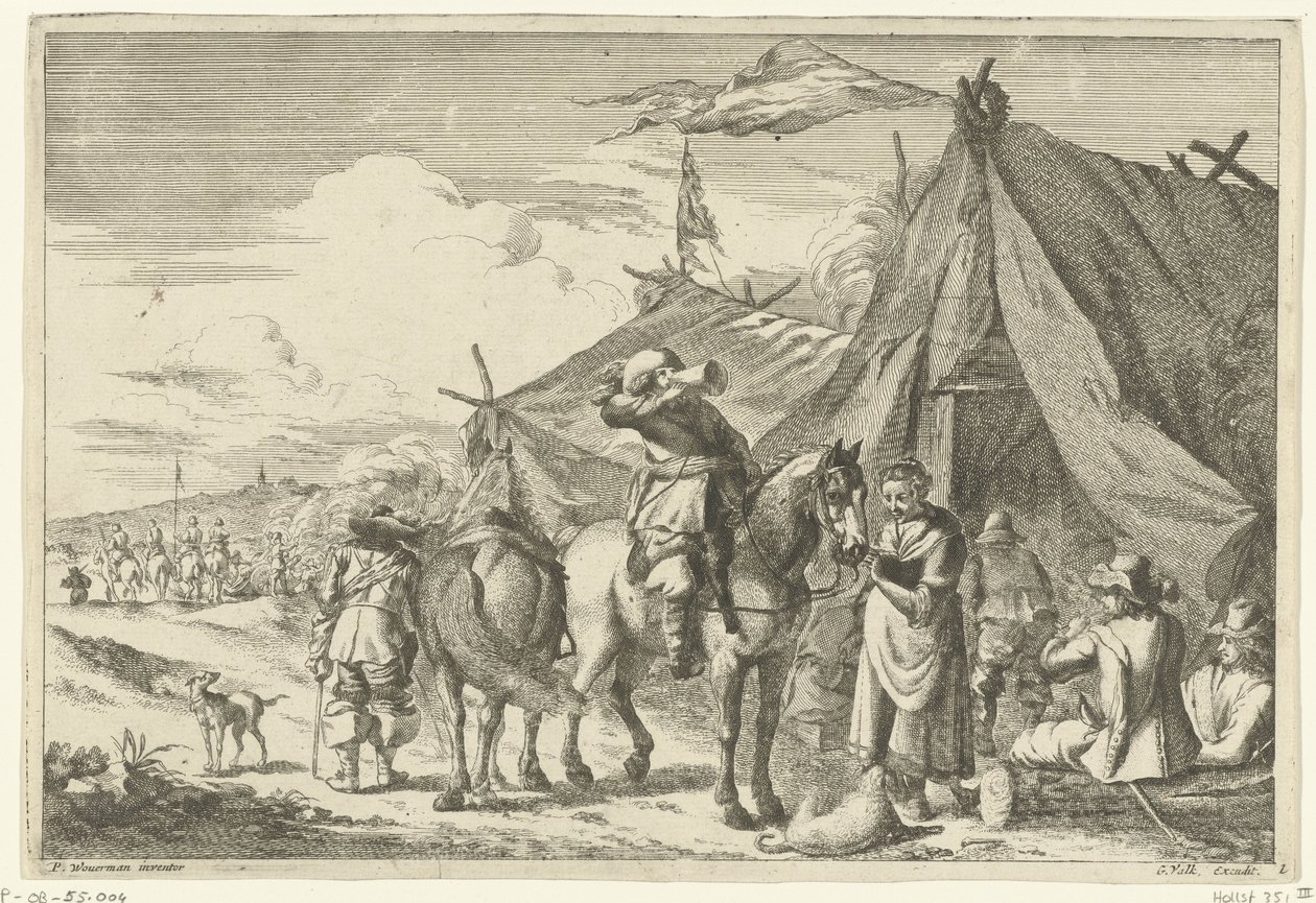 Ryttare vilar vid tält av Romeyn de Hooghe (rejected attribution)
