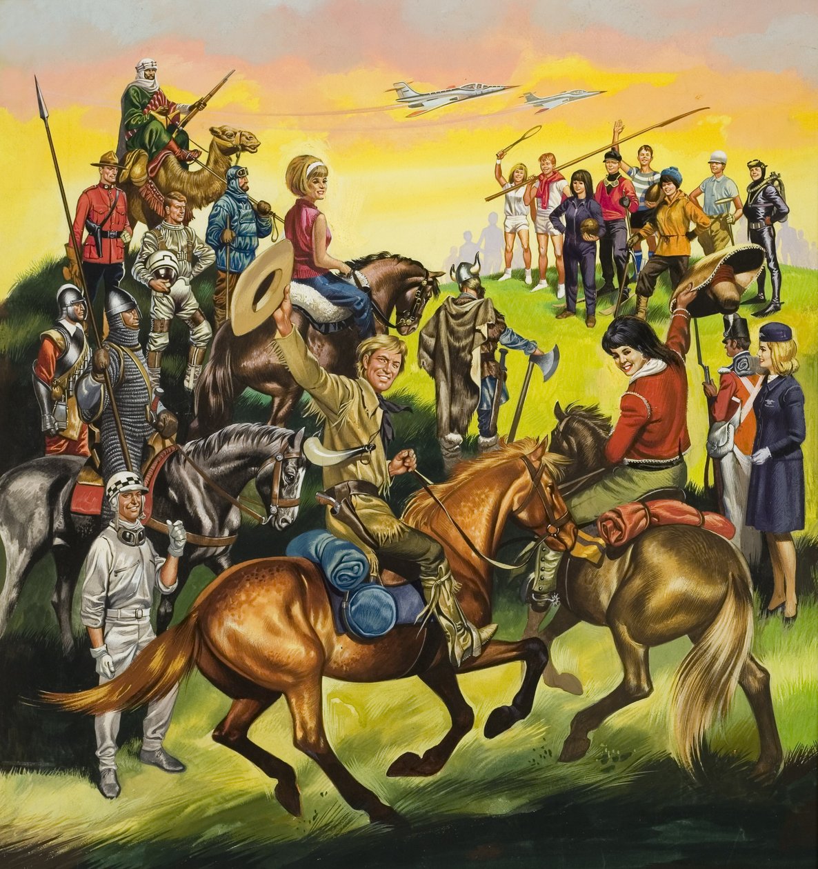 Barnens årsboksomslag (gouache på papper) av Ron Embleton