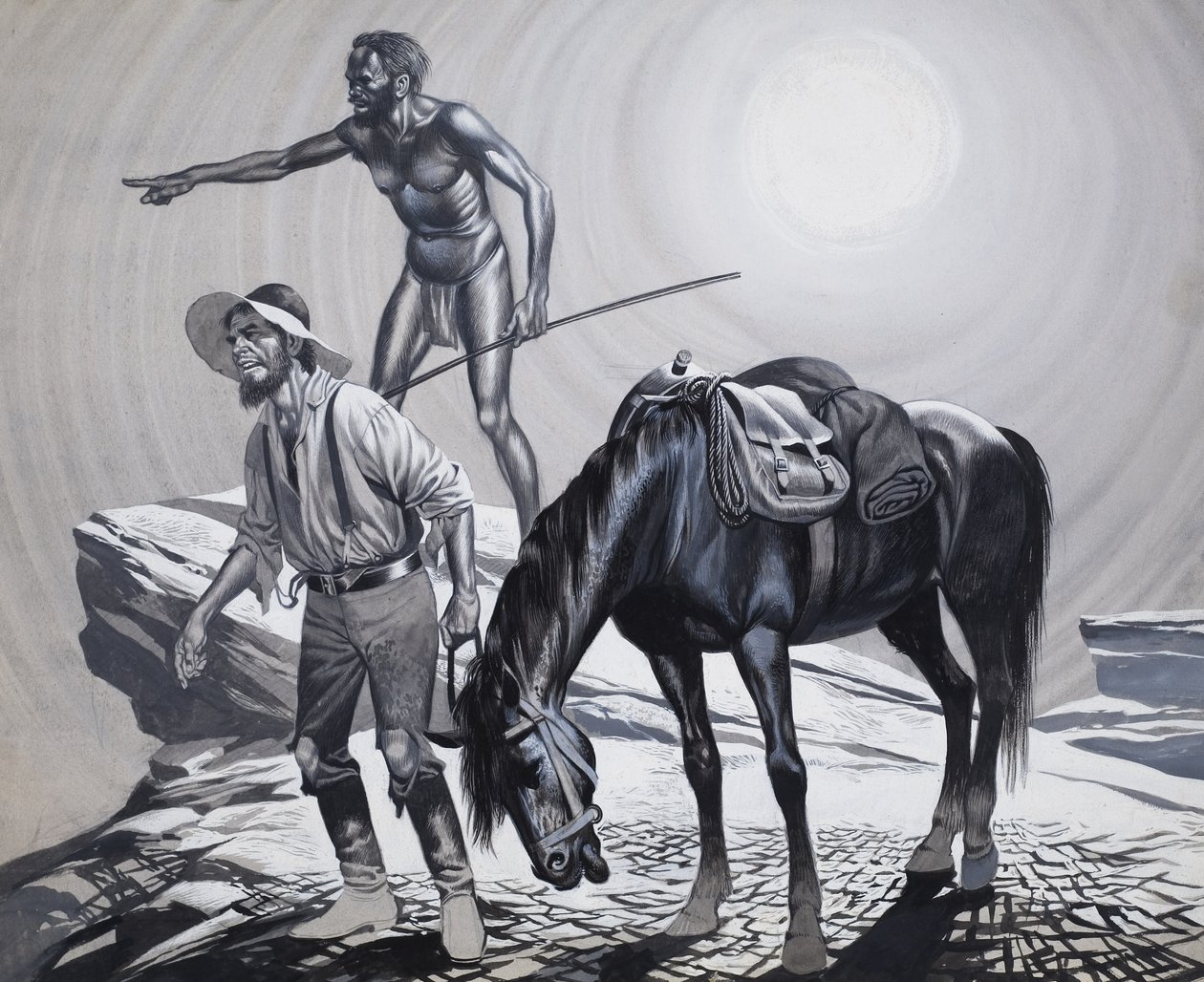 Edward Eyre (1815-1901) (gouache på papper) av Ron Embleton